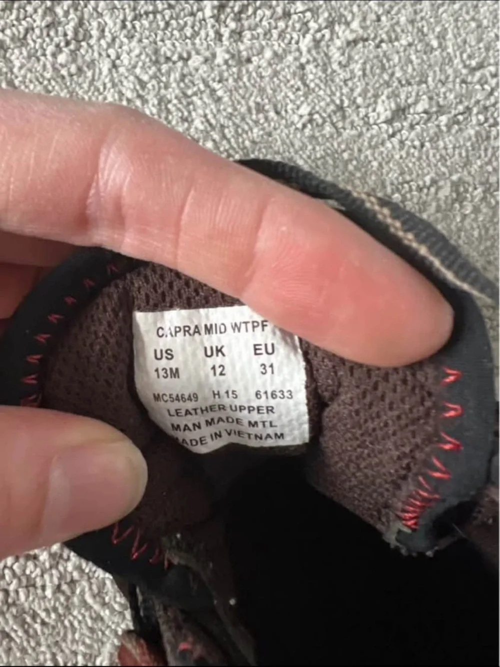 Merrell Boy Hiking Boots with Red Accents
